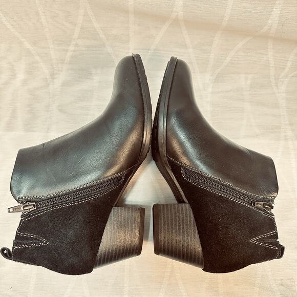 Earth Conway Maple Leather 9M Women's Black Zipper Ankle & Booties Boots - Picture 5 of 9